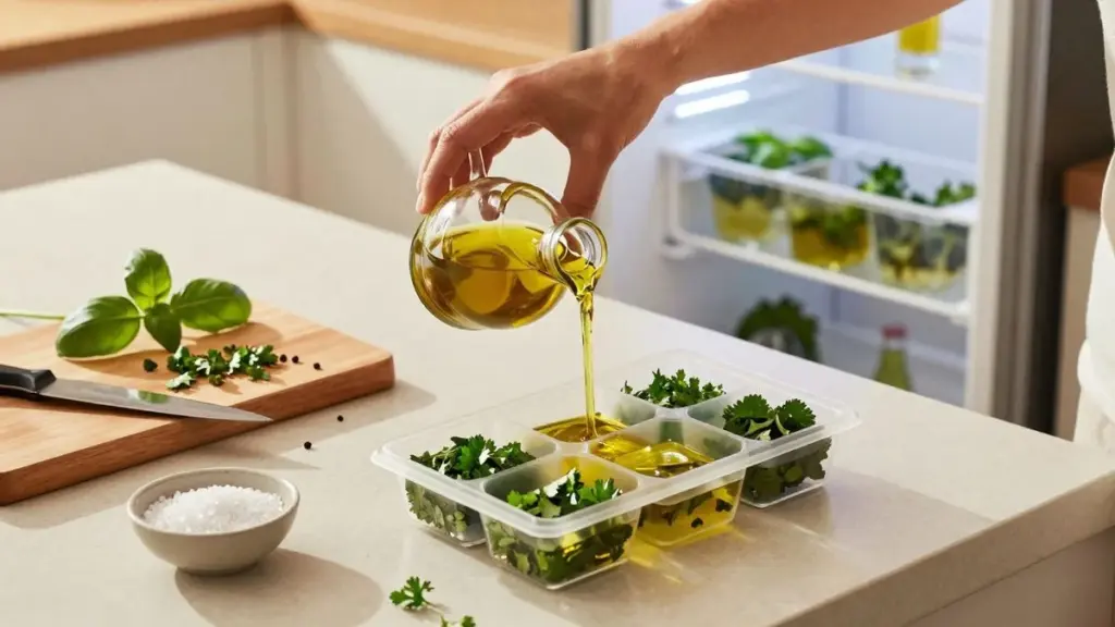 Un chef revela que congelar hierbas en aceite conserva el sabor y evita el desperdicio.