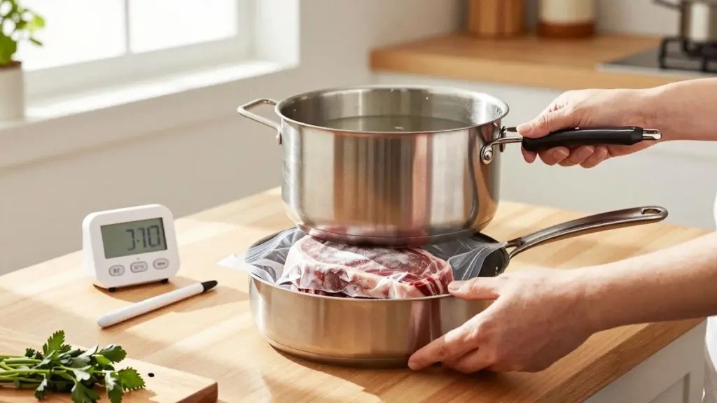 ¿Conoces el truco de las 2 cazuelas para descongelar carne rápidamente?