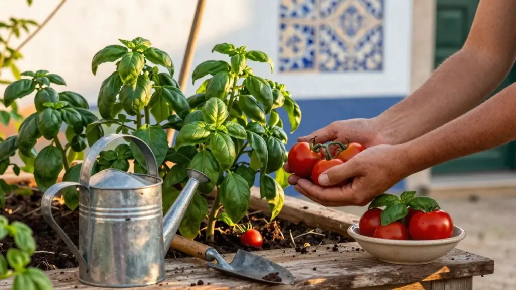 Albahaca junto a los tomates: la pareja que transforma el huerto (y la cosecha)