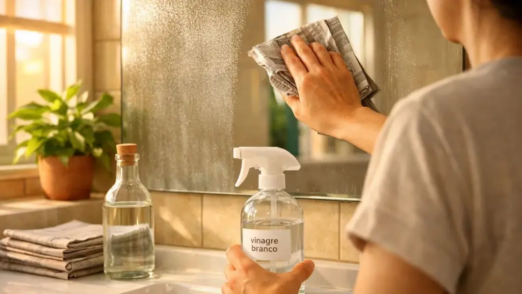 Limpia los espejos del baño sin rayas en menos de dos minutos con vinagre blanco y periódico.